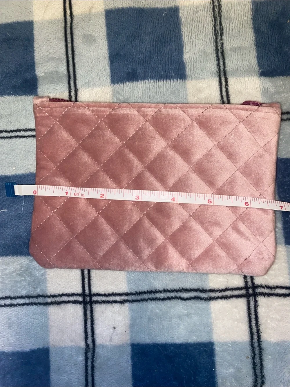 ipsy Quilted Pink Velvet Cosmetic Pouch